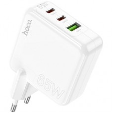 Зарядний пристрій HOCO C115A Header 2xUSB-C PD65W + 1xUSB QC3.0 GaN White (6931474798312) - Фото