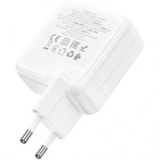 Зарядний пристрій HOCO C115A Header 2xUSB-C PD65W + 1xUSB QC3.0 GaN White (6931474798312) - Фото