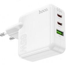 Зарядний пристрій HOCO C115A Header 2xUSB-C PD65W + 1xUSB QC3.0 GaN White (6931474798312) - Фото