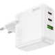 Зарядний пристрій HOCO C115A Header 2xUSB-C PD65W + 1xUSB QC3.0 GaN White (6931474798312)