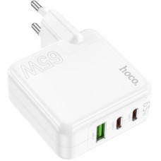 Зарядний пристрій HOCO C115A Header 2xUSB-C PD65W + 1xUSB QC3.0 GaN White (6931474798312) - Фото