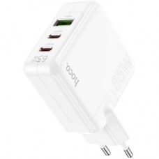 Зарядний пристрій HOCO C115A Header 2xUSB-C PD65W + 1xUSB QC3.0 GaN White (6931474798312) - Фото