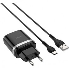 Зарядний пристрій HOCO C12Q Smart USB QC3.0 + cable USB to USB-C 18 W Black (6931474716293) - Фото