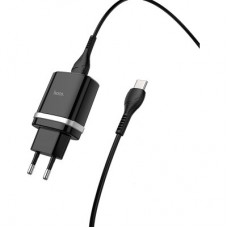 Зарядний пристрій HOCO C12Q Smart USB QC3.0 + cable USB to USB-C 18 W Black (6931474716293) - Фото