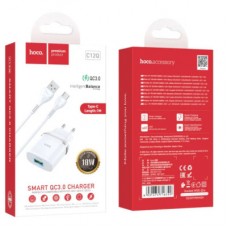 Зарядний пристрій HOCO C12Q Smart USB QC3.0 + cable USB to USB-C 18 White (6931474716309) - Фото
