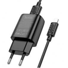 Зарядний пристрій HOCO C134A Solid USB + cable USB to Lightning Black (6942007621311) - Фото