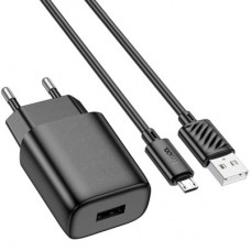 Зарядний пристрій HOCO C134A Solid USB + cable USB to Micro 5P Black (6942007621335) - Фото