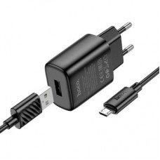 Зарядний пристрій HOCO C134A Solid USB + cable USB to Micro 5P Black (6942007621335) - Фото