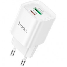 Зарядний пристрій HOCO C147A Charm 1xUSB-C PD20W + 1xUSB QC 3.0 White (6942007630276) - Фото