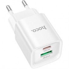 Зарядний пристрій HOCO C147A Charm 1xUSB-C PD20W + 1xUSB QC 3.0 White (6942007630276) - Фото