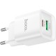 Зарядний пристрій HOCO C147A Charm 1xUSB-C PD20W + 1xUSB QC 3.0 White (6942007630276)