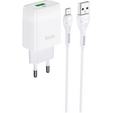 Зарядний пристрій HOCO C72Q Glorious USB QC3.0 + cable USB to Micro 5P 18 White (6931474732538) - Фото