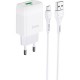 Зарядний пристрій HOCO C72Q Glorious USB QC3.0 + cable USB to Micro 5P 18 White (6931474732538)