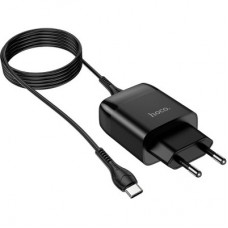 Зарядний пристрій HOCO C72Q Glorious USB QC3.0 + cable USB to USB-C 18 W Black (6931474732545) - Фото