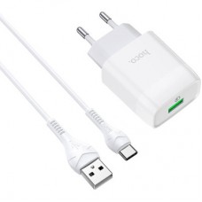 Зарядний пристрій HOCO C72Q Glorious USB QC3.0 + cable USB to USB-C 18 White (6931474732552) - Фото
