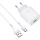 Зарядний пристрій HOCO C72Q Glorious USB QC3.0 + cable USB to USB-C 18 White (6931474732552)