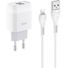 Зарядний пристрій HOCO C73A Glorious 2xUSB + cable USB to Lightning White (6931474713056) - Фото