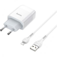 Зарядний пристрій HOCO C73A Glorious 2xUSB + cable USB to Lightning White (6931474713056) - Фото