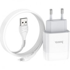 Зарядний пристрій HOCO C73A Glorious 2xUSB + cable USB to Lightning White (6931474713056) - Фото