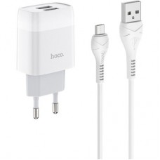 Зарядний пристрій HOCO C73A Glorious 2xUSB + cable Micro 5P 12 White (6931474713063) - Фото