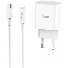 Зарядний пристрій HOCO C76A Plus Speed Source USB-C PD20W + cable USB-C to Lightning White (6931474746924) - Фото