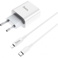 Зарядний пристрій HOCO C76A Plus Speed Source USB-C PD20W + cable USB-C to Lightning White (6931474746924) - Фото