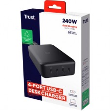 Зарядний пристрій Trust Maxo 4xUSB-C PD240W GaN Black (25413_TRUST) - Фото