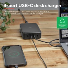 Зарядний пристрій Trust Maxo 4xUSB-C PD240W GaN Black (25413_TRUST) - Фото