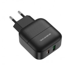 Зарядний пристрій BOROFONE BA46A Premium 1xUSB-C PD + 1xUSB QC3.0 18 W Black (6931474727336) - Фото