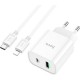 Зарядний пристрій HOCO C80A Plus Rapido 1xUSB-C PD20W + 1xUSB QC 3.0 + cable USB-C to Lightning White