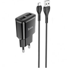 Зарядний пристрій HOCO C88A Star round 2xUSB + cable Micro 12 W Black (6931474749529) - Фото