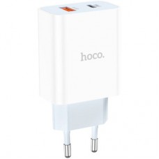 Зарядний пристрій HOCO C97A 1xUSB-C PD20W + 1xUSB QC3.0 White (6931474766076) - Фото