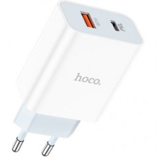 Зарядний пристрій HOCO C97A 1xUSB-C PD20W + 1xUSB QC3.0 White (6931474766076) - Фото