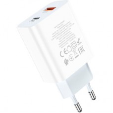 Зарядний пристрій HOCO C97A 1xUSB-C PD20W + 1xUSB QC3.0 White (6931474766076) - Фото