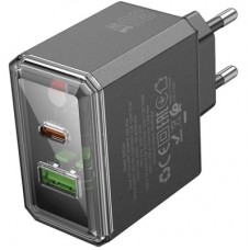 Зарядний пристрій BOROFONE BAS32A Treasure 1xUSB-C PD30W + 1xUSB QC3.0 Black (6941991110641) - Фото