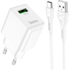 Зарядний пристрій HOCO C98A Proton USB QC3.0 + cable USB to USB-C White (6931474766878) - Фото