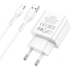 Зарядний пристрій HOCO C98A Proton USB QC3.0 + cable USB to USB-C White (6931474766878) - Фото