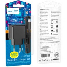 Зарядний пристрій HOCO CS11A Ocean USB + cable USB to Micro 5P 10.5 W Black (6942007603584) - Фото