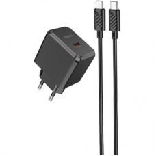 Зарядний пристрій HOCO CS13A Ocean USB-C PD20W + cable USB-C to USB-C Black (6942007603843) - Фото