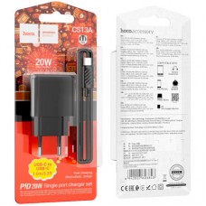 Зарядний пристрій HOCO CS13A Ocean USB-C PD20W + cable USB-C to USB-C Black (6942007603843) - Фото