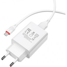Зарядний пристрій BOROFONE BA21A Long Journey USB QC 3.0 + cable USB to Micro 5P 18 White (6931474702470) - Фото