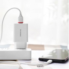 Зарядний пристрій BOROFONE BA21A Long Journey USB QC 3.0 + cable USB to Micro 5P 18 White (6931474702470) - Фото