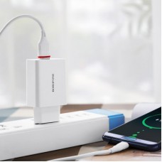 Зарядний пристрій BOROFONE BA21A Long Journey USB QC3.0 + cable USB to USB-C 18 White (6931474702487) - Фото