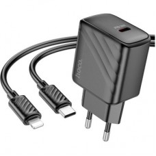 Зарядний пристрій HOCO CS22A Value USB-C PD30W + cable USB-C to Lightning Black (6942007609920) - Фото