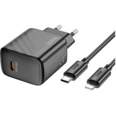 Зарядний пристрій HOCO CS22A Value USB-C PD30W + cable USB-C to Lightning Black (6942007609920) - Фото