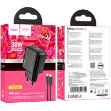 Зарядний пристрій HOCO CS22A Value USB-C PD30W + cable USB-C to Lightning Black (6942007609920) - Фото