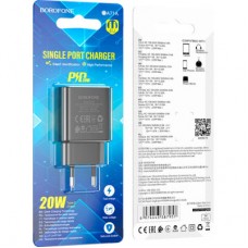 Зарядний пристрій BOROFONE BA71A Power USB-C PD20W Black (6974443387957) - Фото