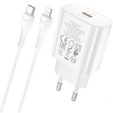 Зарядний пристрій HOCO N22 Jetta USB-C PD25W + cable USB-C to Lightning White (6931474760074) - Фото