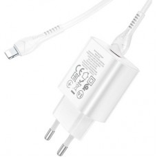 Зарядний пристрій HOCO N22 Jetta USB-C PD25W + cable USB-C to Lightning White (6931474760074) - Фото