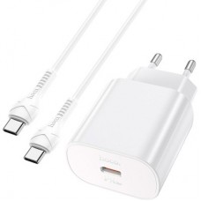 Зарядний пристрій HOCO N22 Jetta USB-C PD25W + cable USB-C to USB-C White (6931474760081) - Фото